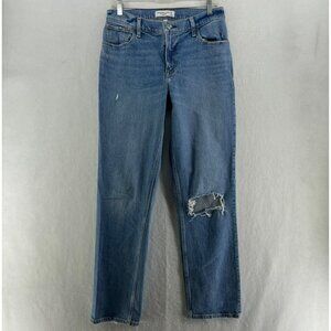 Abercrombie & Fitch Jeans Women's Sz 28 Blue The 90's Straight Low Rise Distress